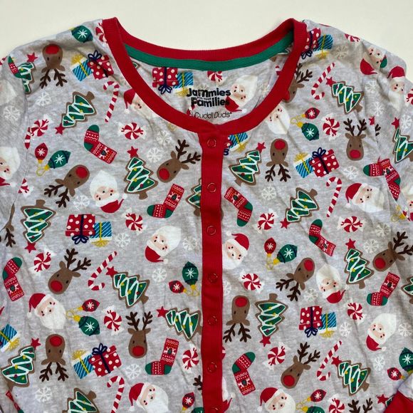 CHRISTMAS woman's size large L santa deer one piece holiday morning pajamas pjs - Picture 7 of 12
